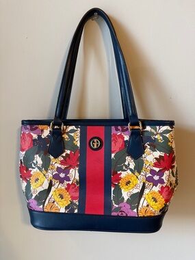 Gianni Bernini Floral Stripe Tote Bag